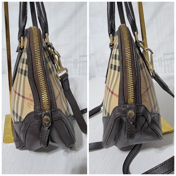 BURBERRYHaymarket Check Small Orchard Bowling Bag Chocolate - Picture 5 of 12